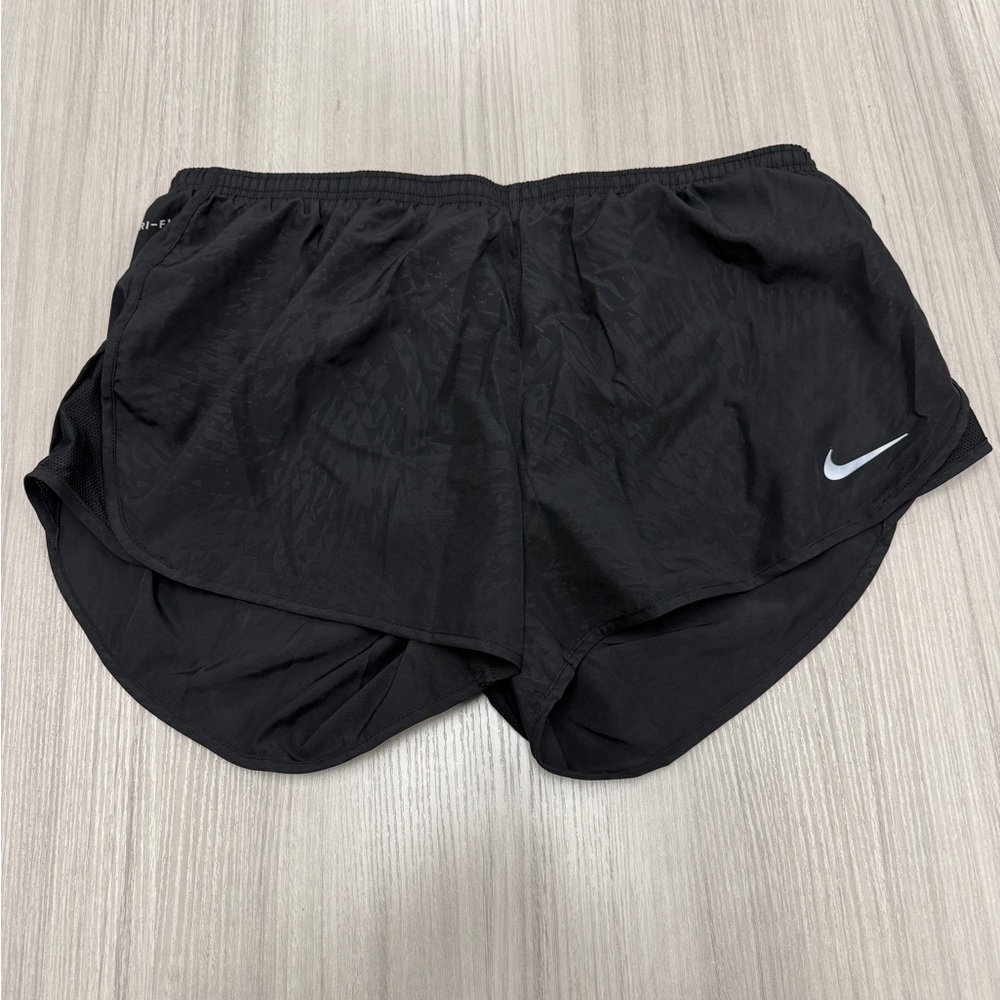 Nike Women’s Black Athletic Running Shorts with White Swoosh